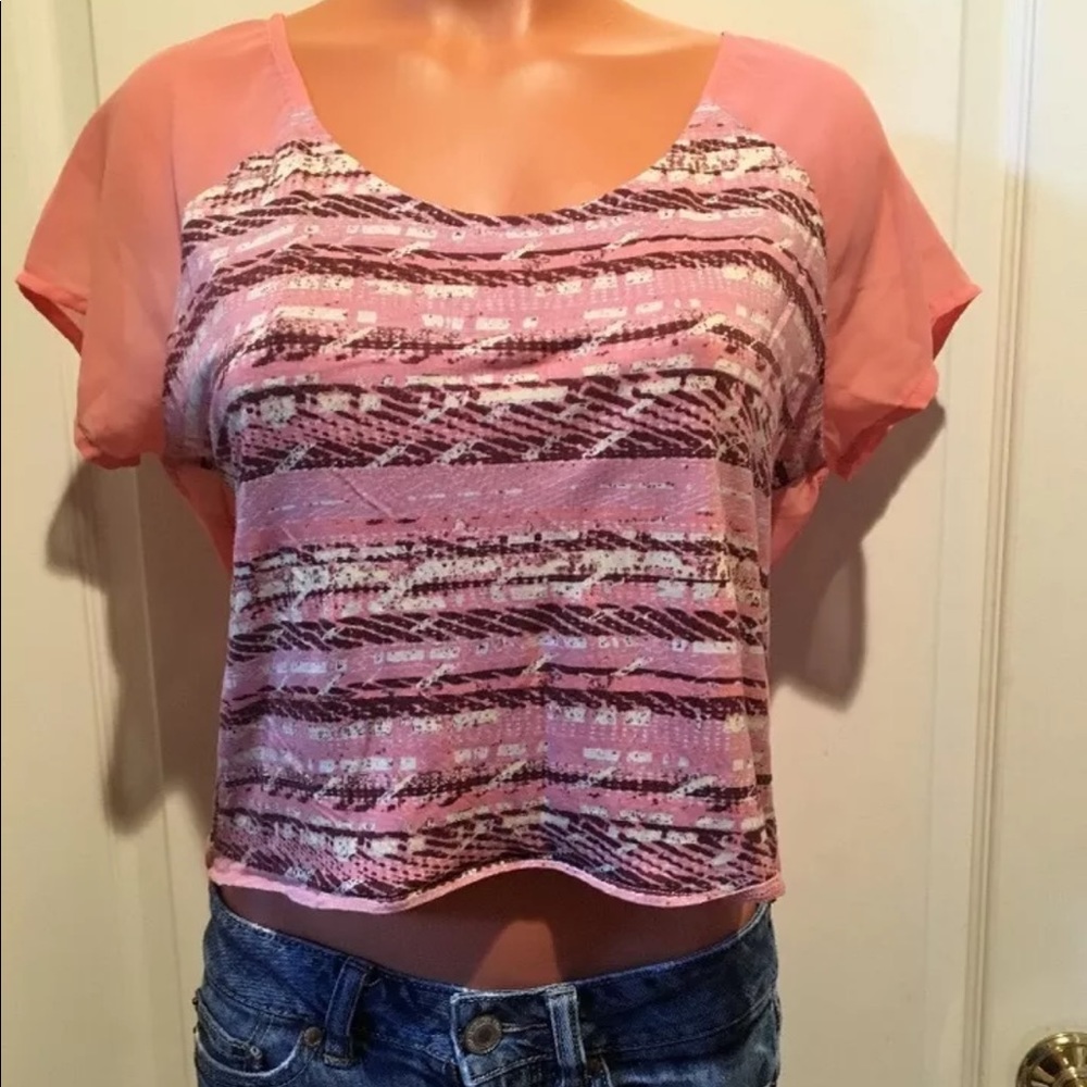 PACSUN KIRRA Peach Aztec XS Pullover Top EUC $30